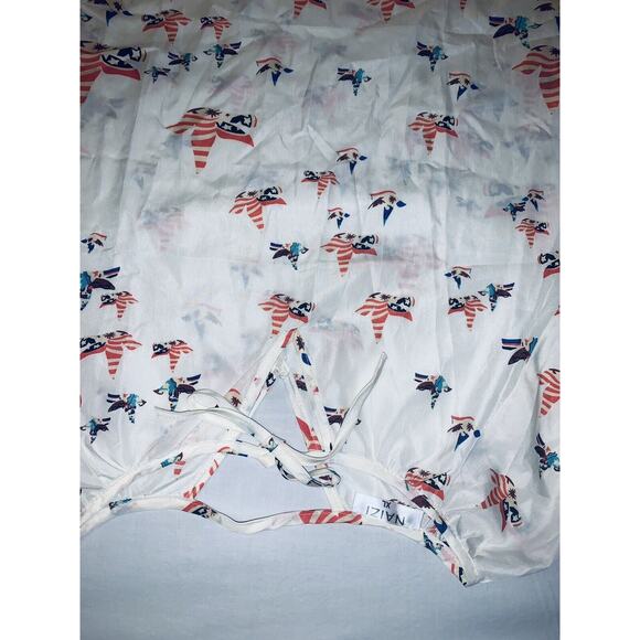 XL NAIZI Womens White w Patriotic Birds Doves Blouse Keyhole Front and Back EUC - Picture 7 of 12